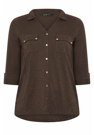 Yours Clothing, PLUS SIZE SHIRTS - Skjortebluser - chocolate
