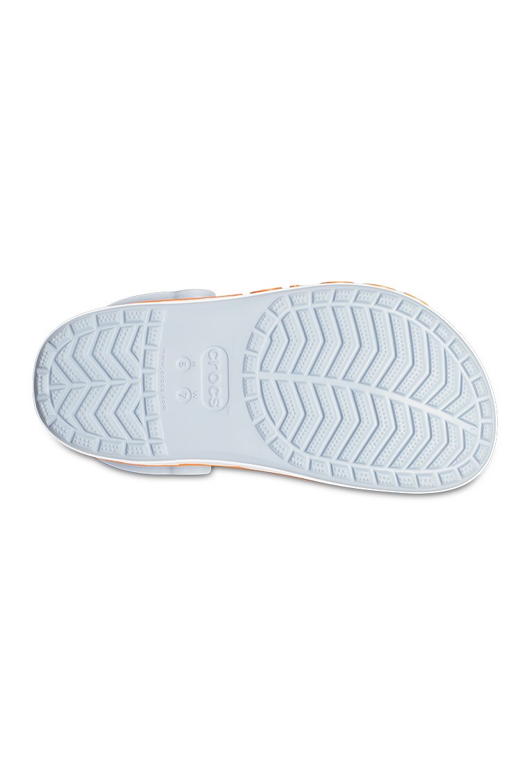 blue grey orange crocs