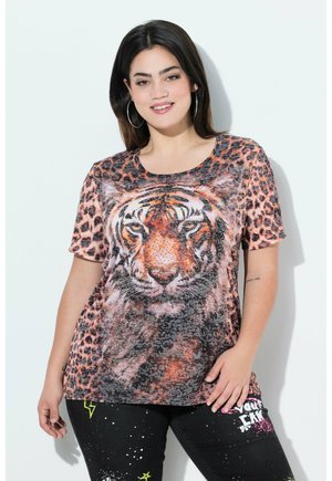COMFORT FIT, TIGER MOTIF - T-Shirt print - champagne beige