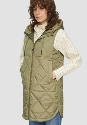 LANGE MIT PRÄGEMUSTER UND KAPUZE - Bodywarmer - olivgrün