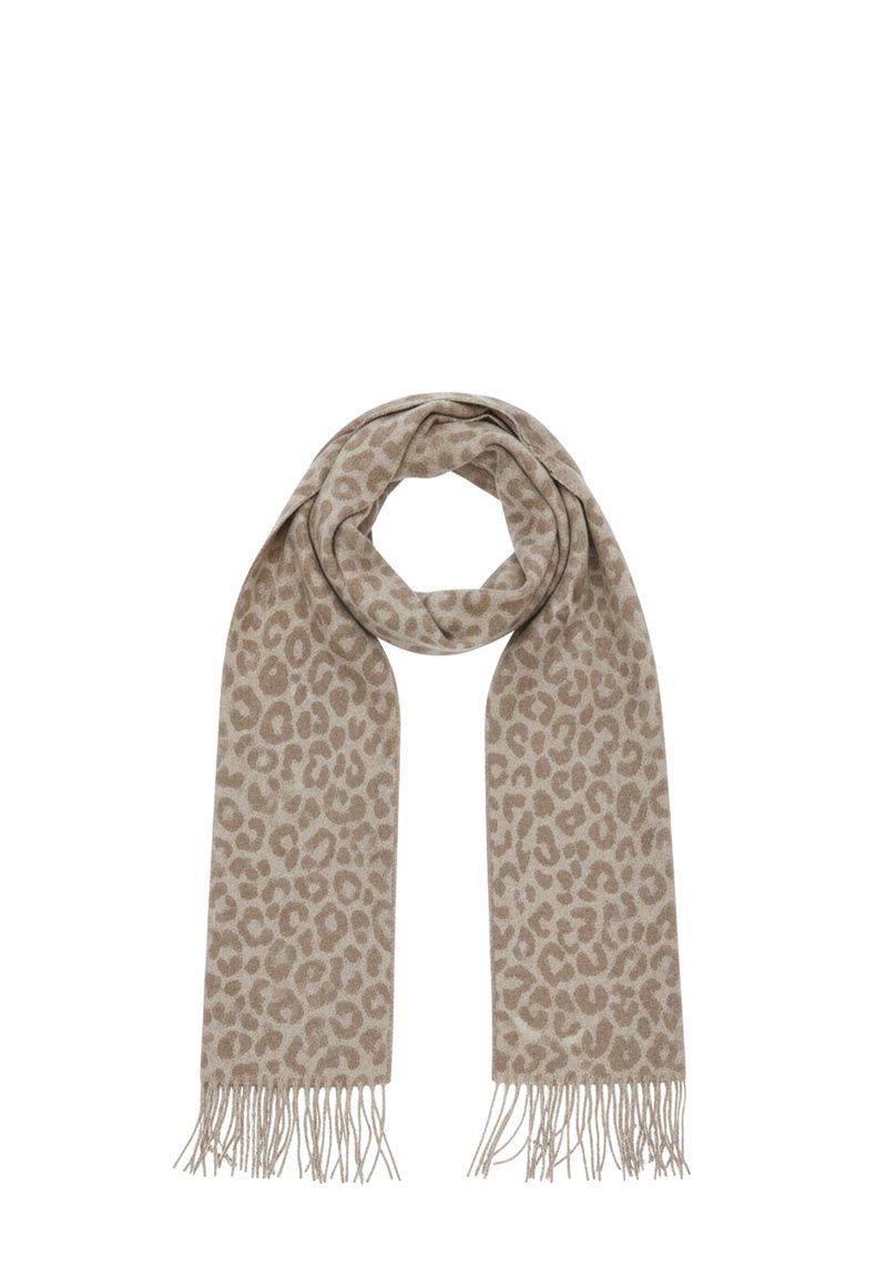 Faera MIT LEOPARDENMUSTER FRANSEN WEICH UND ANGENEHM - Schal - natur ...