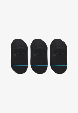 Sosete negre invisibile cu o dunga albastra si un logo mic. Facute dintr-un material moale, concepute pentru confort si purtare discreta. Set de trei.
