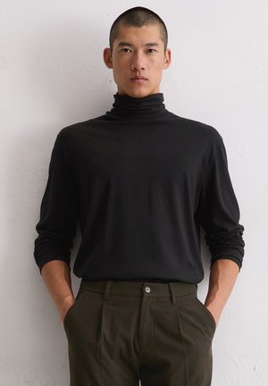 ROLLKRAGEN-LONGSLEEVE REGULAR AUS  - Longsleeve - black