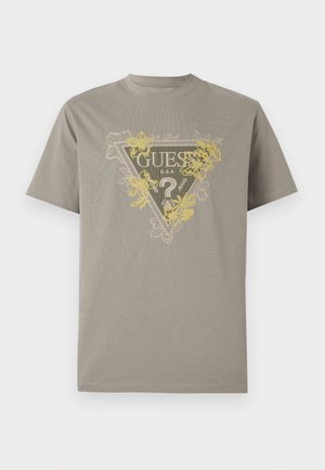 Guess FLOWER TRIANGLE TEE - T-shirt estampada - mossy green