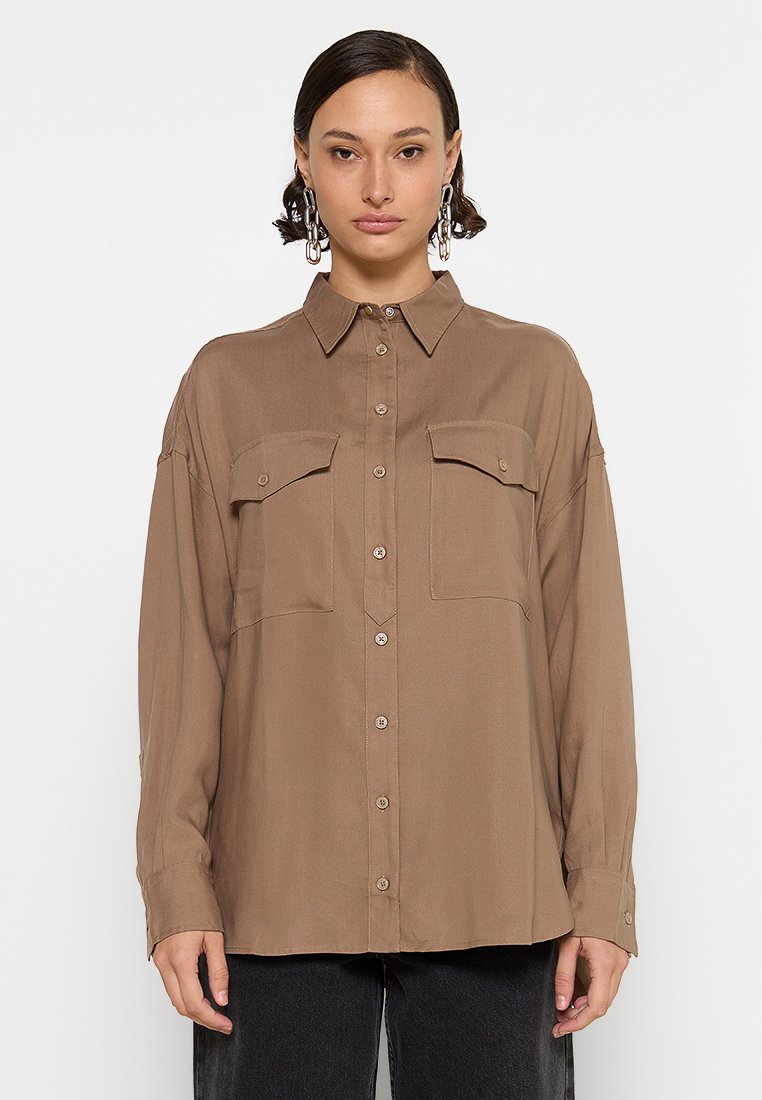 Replay Overhemdblouse lichtbruin