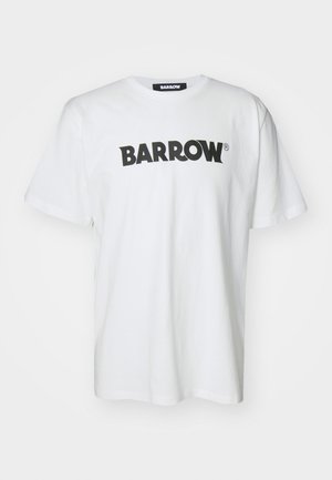 Hvit bomulls t-skjorte med en dristig svart "BARROW" logo over brystet, med klassisk rund hals og korte ermer.