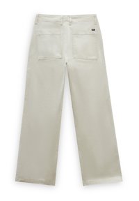 Brede, crèmekleurige broek van katoen met twee achterzakken. Heeft een klassieke tailleband en een minimalistisch ontwerp.