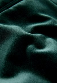 Deep green velvet fabric with a smooth, soft texture, featuring subtle folds and natural sheen across the surface.