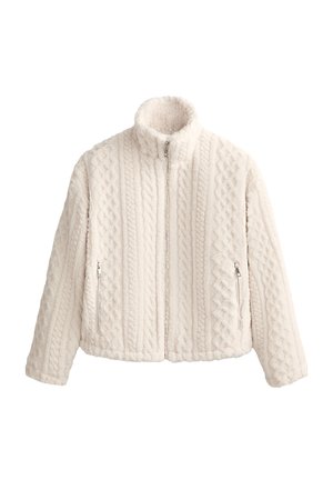 OYSHO CABLE-KNIT FAUX-SHEARLING - Winter jacket - stone