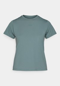T-shirt de mangas curtas com decote redondo em teal suave, com o discreto logo "BORG" em relevo no peito, exibido sobre um fundo branco.