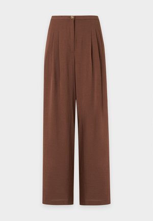 New Look, DARK  WIDE LEG PLEATED TROUSERS - Pantalones - dark brown