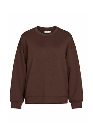 VILA, LONG SLEEVED SWEATSHIRT VICATORA ROUND NECK - Sweatshirt - coffee bean