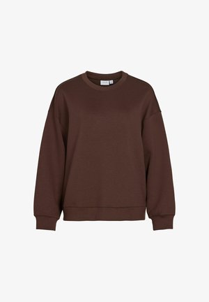 VILA, LONG SLEEVED SWEATSHIRT VICATORA ROUND NECK - Sweatshirt - coffee bean