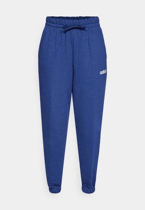 Blå bomulls joggebukser med elastisk midje, justerbar snor og elastiske mansjetter. Har en liten hvit Adidas-logo på fronten.