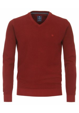 MIT V-AUSSCHNITT - Striktrøje - rot