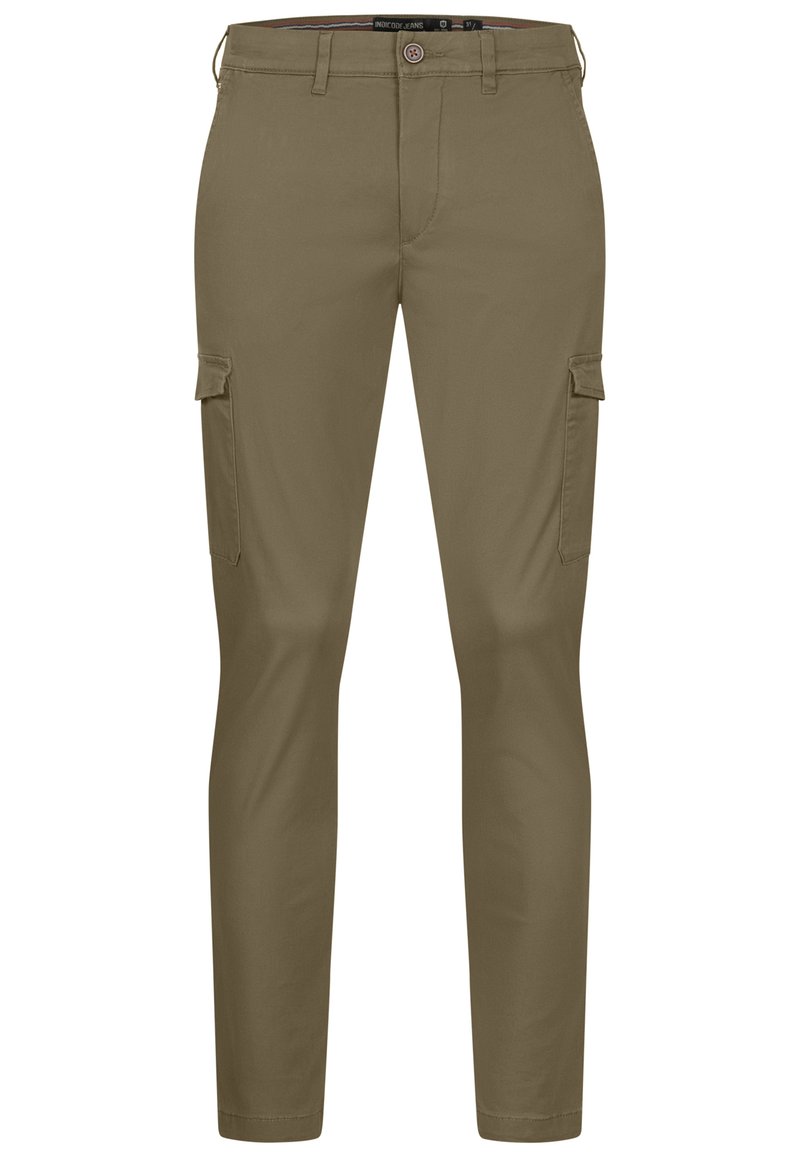 Indicode William Pantaloni Cargo Uomo In Cotone, Con Cintura, Tasconi E Dettagli In Pelle, Vestibilità Comoda, Blu