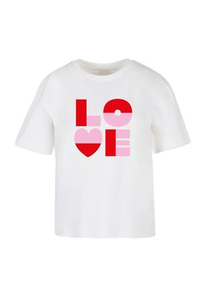 Mister Tee, LOVE HEART LETTERS TEE - Tricou cu imprimeu - white
