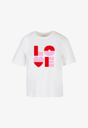 Mister Tee, LOVE HEART LETTERS TEE - T-shirt imprimé - white