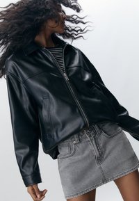 Stradivarius A-Linien-Rock - grey denim