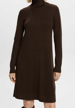 Stickad klänning - dark brown