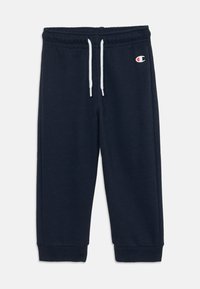 Mornarice jogging hlače iz mešanice bombaža, s pasom na vrvico, elastičnimi manšeti in majhnim logotipom na levem stegnu.
