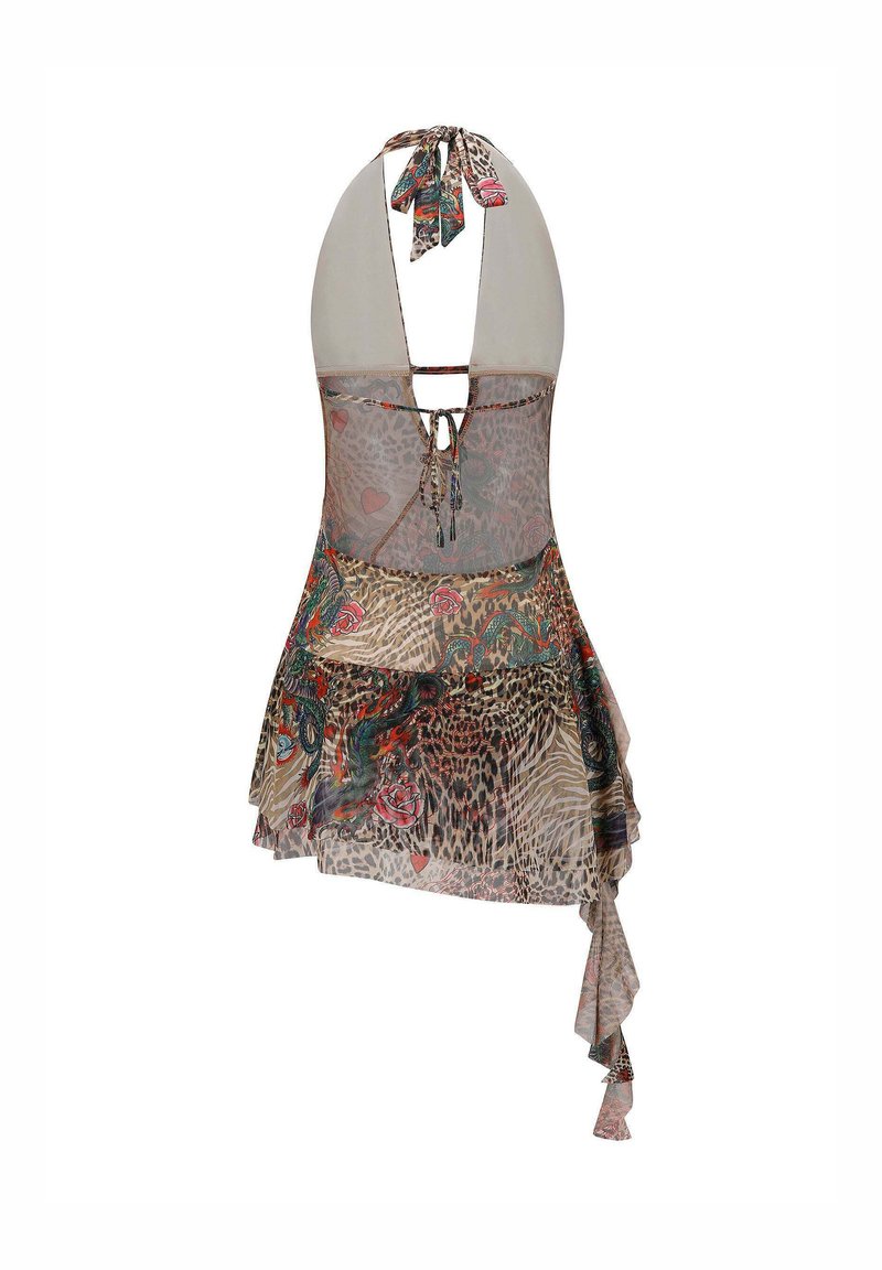 Ed Hardy WOMENS LEOPARD DRAGON HALTER NECK MINI - Day dress - ecru/beige - Zalando Ed Hardy WOMENS LEOPARD DRAGON HALTER NECK MINI - Day dress - ecru/beige - Zalando