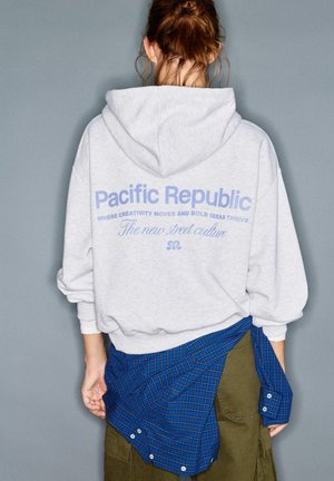 PULL&BEAR, LOGO - HOODIE - Sweat à capuche - light grey