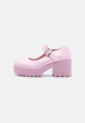blingqueen dames plateaupumps Mary Jane hoge hakken met blokhak riempjespumps lak, Zwarte lak, 37 EU
