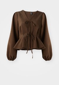 PCNANNIE VNECK TIE - Bluse - chicory coffee