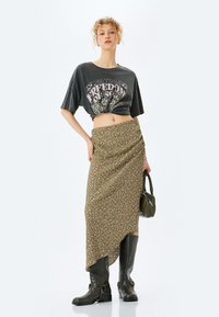 Koton FLORAL - Falda larga - khaki