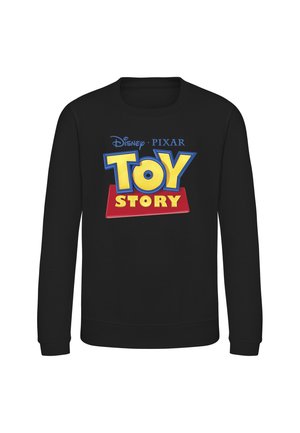 Sort langærmet sweatshirt med farverigt Disney Pixar Toy Story-logo trykt på midten foran.