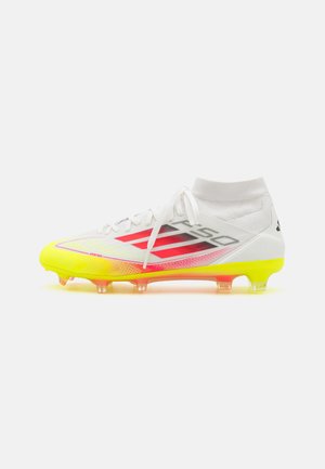 F50 PRO MID FIRM GROUND - Moulded stud football boots - footwear white/lucid red/solar yellow
