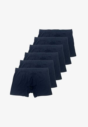 Confezione da sei boxer in cotone blu navy. Presentano un design traspirante con una cintura elastica e un'apertura frontale. Texture liscia.
