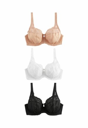 3 PACK - Underwired bra - black white nude