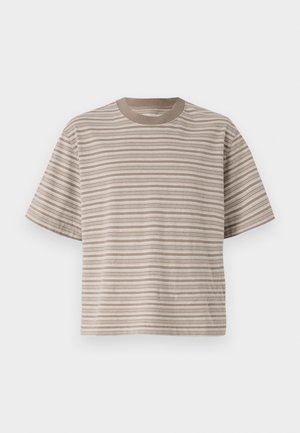Abercrombie & Fitch CLEAN CROP STRIPE - Majica kratkih rukava s printom - camel