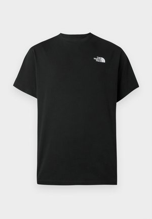 Černé bavlněné tričko s krátkým rukávem. Na levé straně na hrudi je bílá logo. Jednoduchý střih s kulatým výstřihem a minimálními designovými detaily.