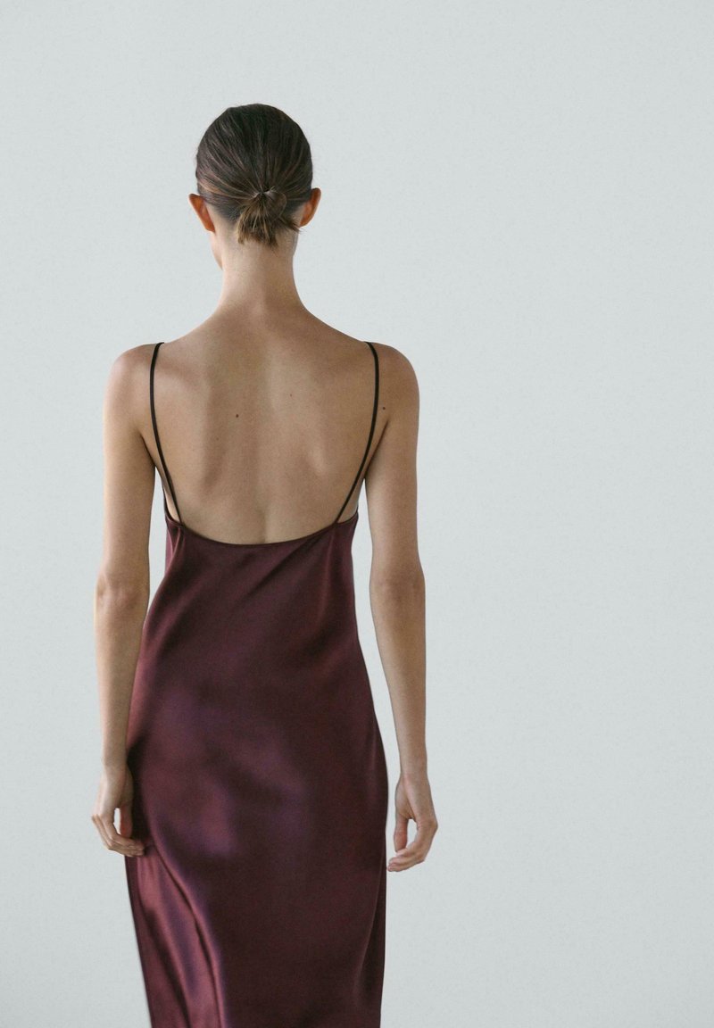 princess polly baby blue dress ASOS ASOS DESIGN v neck cami satin slip midi dress in burgundy - Dresses &  Skirts - Free Shipping main image 0