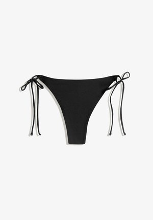 Sort bikiniunderdel med justerbare bindesløjfer i siderne, lavet af et glat stof med en klassisk snit og minimalistisk design.