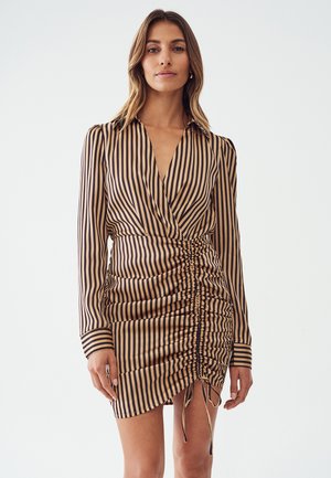 Shift dress - beige/black stripe