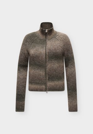 Weekday, FITTED ZIP CARDIGAN - Cardigan - dark khaki green spacedye