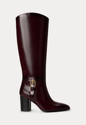 Lauren Ralph Lauren, RAELYNN GLAZED LEATHER TALL BOOT HEEL - Ботуши - dark garnet