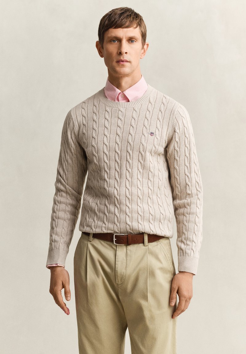 GANT RUNDHALS PULLOVER AUS - Svetr - oat melange