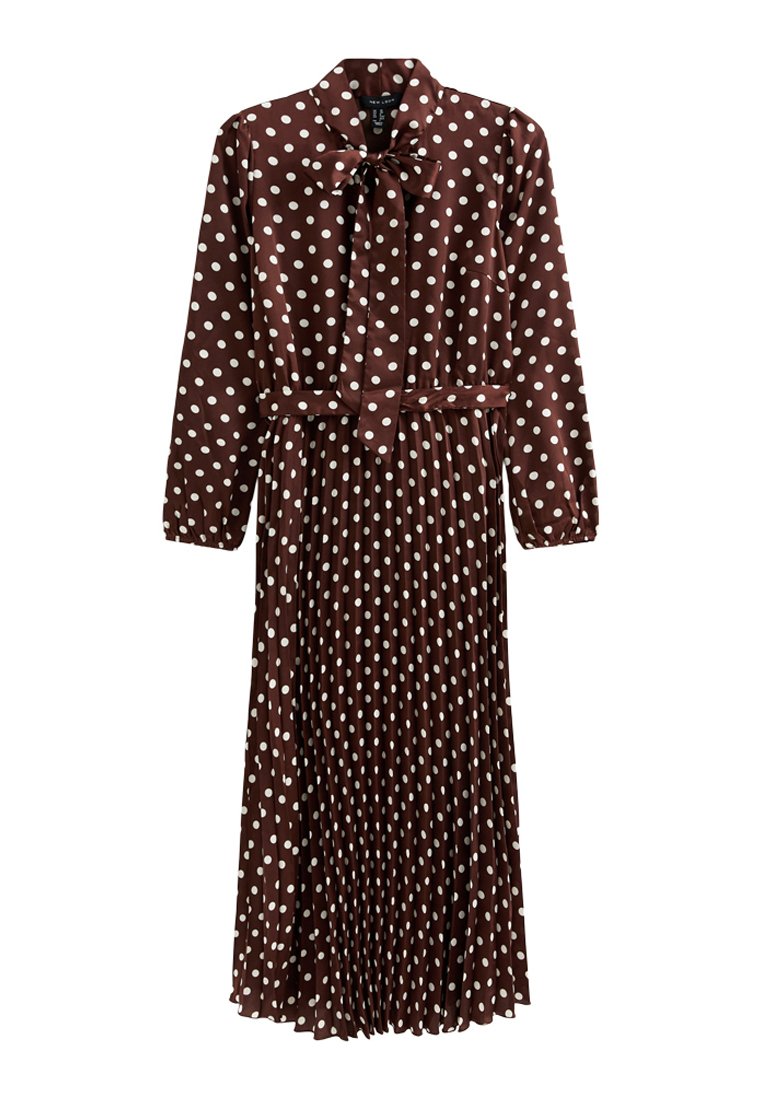princess polly baby blue dress Chocolate Polka Dot Boat Neck Dress main image 0