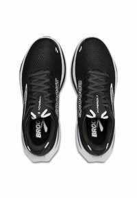 Mustad mustad jooksutossud, millel on sissetõmmatav ülemine osa, valged aktsendid ja paelad. Omab "BROOKS" brändimist ning voolavat, kergesti kantavat disaini.