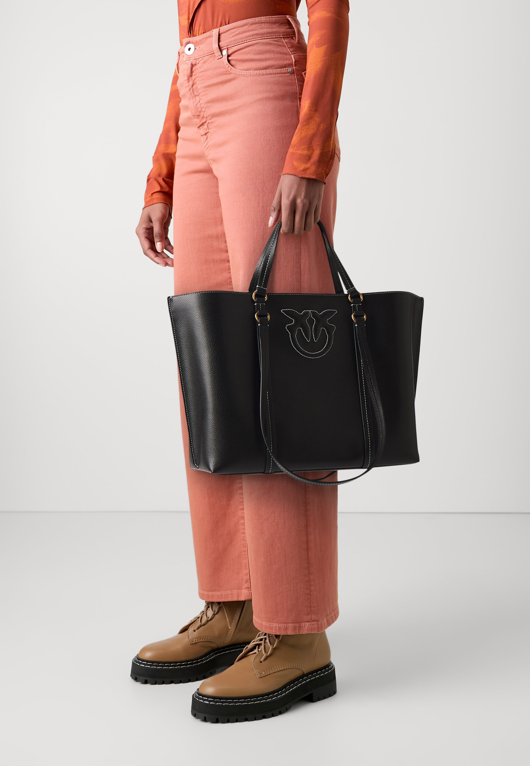 Pinko MIRANDA SHOPPER - Tote bag - nero/antique gold/black