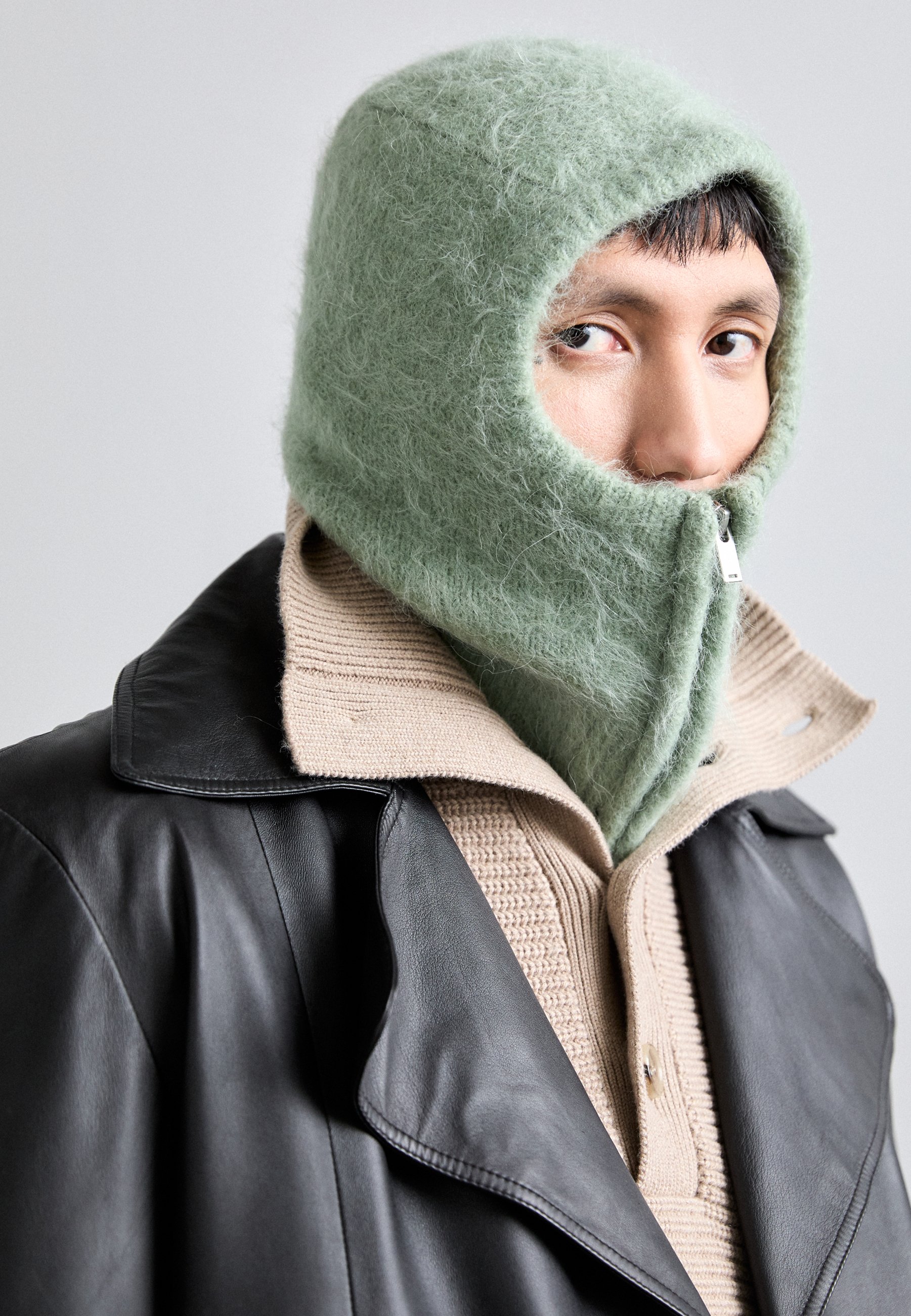 Holzweiler BALL FLUFFY BALACLAVA UNISEX - Beanie - green - Zalando.ie