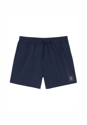 Marina simbyxor i lätt material med elastisk midja, dragsko och sidofickor. Har en liten logotyp vid fållen.