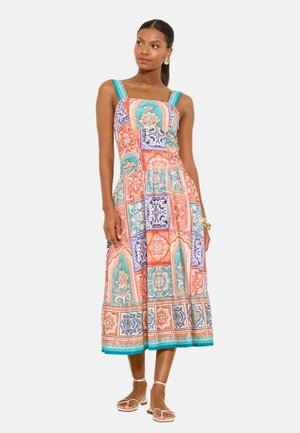 Lipsy, REGULAR FIT - STRAPPY SKATER MIDI SUMMER DRESS . - Freizeitkleid - orange tile print