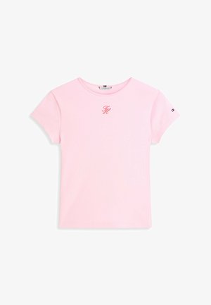 Tommy Hilfiger, TEXTURED LOGO SLIM - T-shirt basic - classic pink