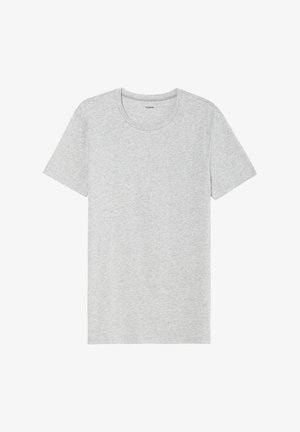 T-shirt grigio a maniche corte, realizzato in un tessuto morbido e leggero. Orlo dritto, design classico con collo a giro, e una sottile trama mélange.